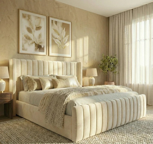 Winged upholstered bed - upholstered,