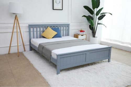 Grey wooden bed frame - grey, with/