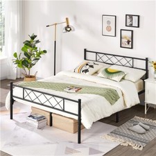 Double Bed Frame Metal Slatted