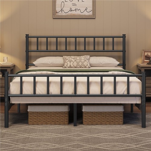 4ft6 double metal bed frame - metal, w/